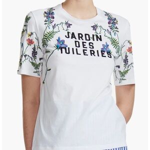 maje Jardin Des Tuileries Embroidered Cotton Tee